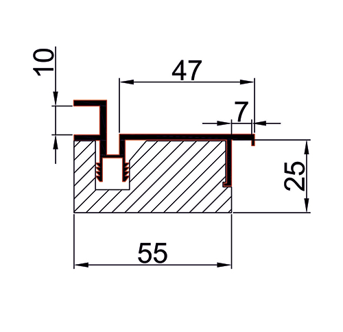 Коробка AL-Invisible Хром NEW h-2450 (к пол.h-2300-2350) врезка под 3 петли KronaK /ком.2,5 шт/ ПР