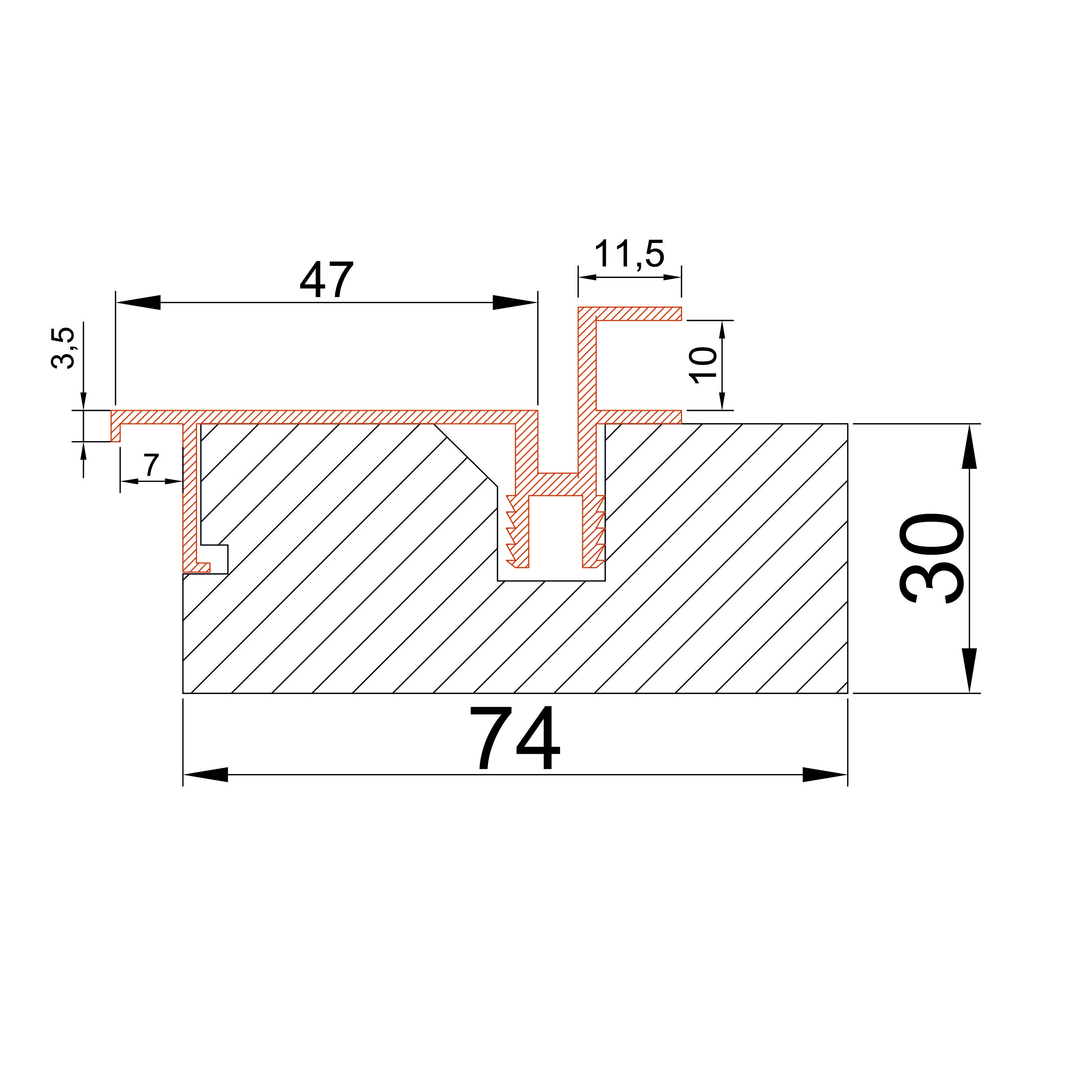 Коробка AL-Invisible Черная, к полотнам h-2000-2050 с упл.,врезка под 2 петли KronaK /комп.2,5 шт./